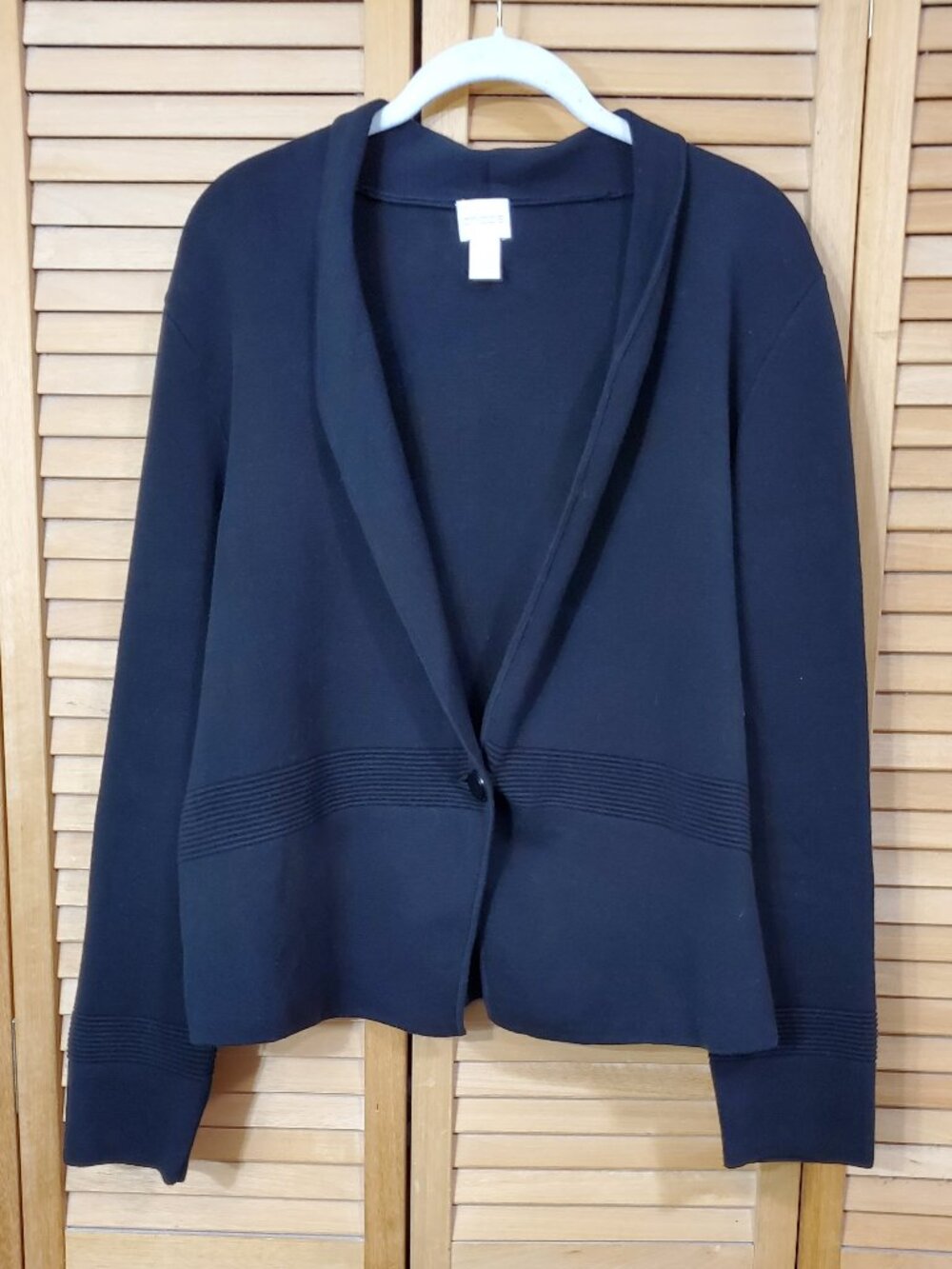 Chico's Black Shawl Collar One Button Sweater Blazer 2 (12)
